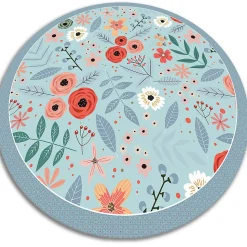 Tapis vinyl rond pour la salle à manger Tulup fi150 cm Facile d'entretien Fleurs des prés