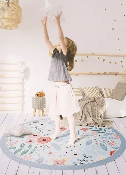 Tapis vinyl rond pour la salle à manger Tulup fi150 cm Facile d'entretien Fleurs des prés