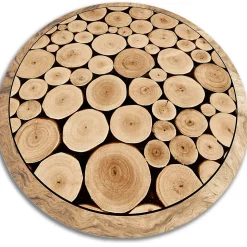 Tapis vinyl rond pour le salon Tulup fi120 cm Facile d'entretien Coupe transversale du tronc