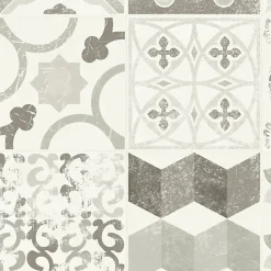 Tapis Vinyle - Carreaux de ciment - Noir - 100 x 160 cm
