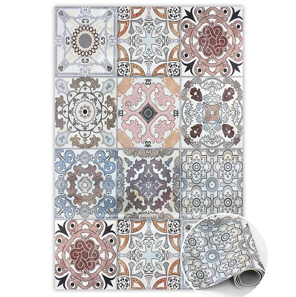 Tapis vinyle pour l'entrée Tulup 100x150 cm Facile d'entretien Carreaux portugais