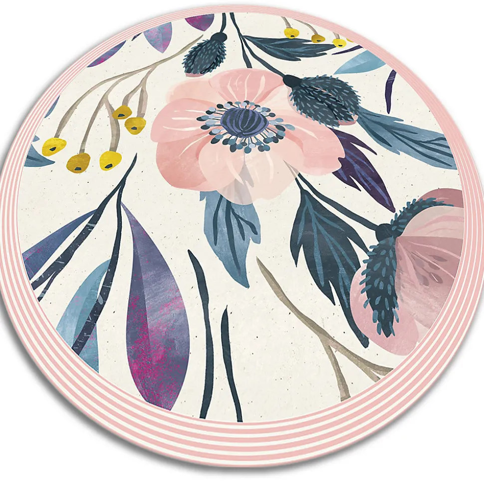 Tapis vinyle rond pour l'entrée Tulup fi110 cm Facile d'entretien Fleurs
