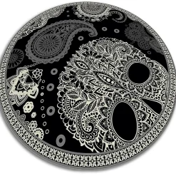 Tapis vinyle rond Tulup fi140 cm Facile d'entretien Crâne