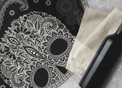 Tapis vinyle rond Tulup fi140 cm Facile d'entretien Crâne