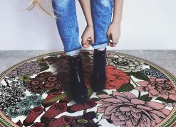 Tapis vinyle rond Tulup fi50 cm Idéal pour le salon Fleurs variées