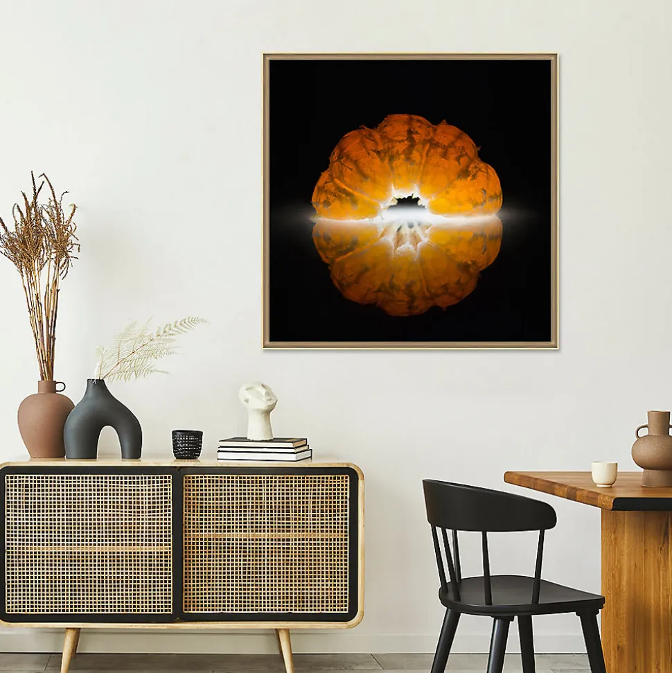 Tirage encadré sur verre synthétique mandarine 90x90 cm Fabriqué en France