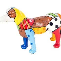 Tirelire en dolomite peinture multicolore Chien