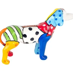 Tirelire en dolomite peinture multicolore Chien