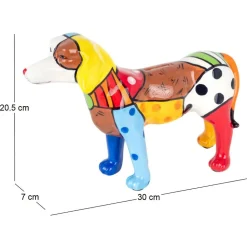 Tirelire en dolomite peinture multicolore Chien