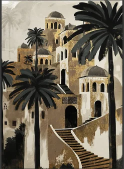 Toile encadrée Oasis paisible, brillant, cadre noir 50 x 70cm Dada Art