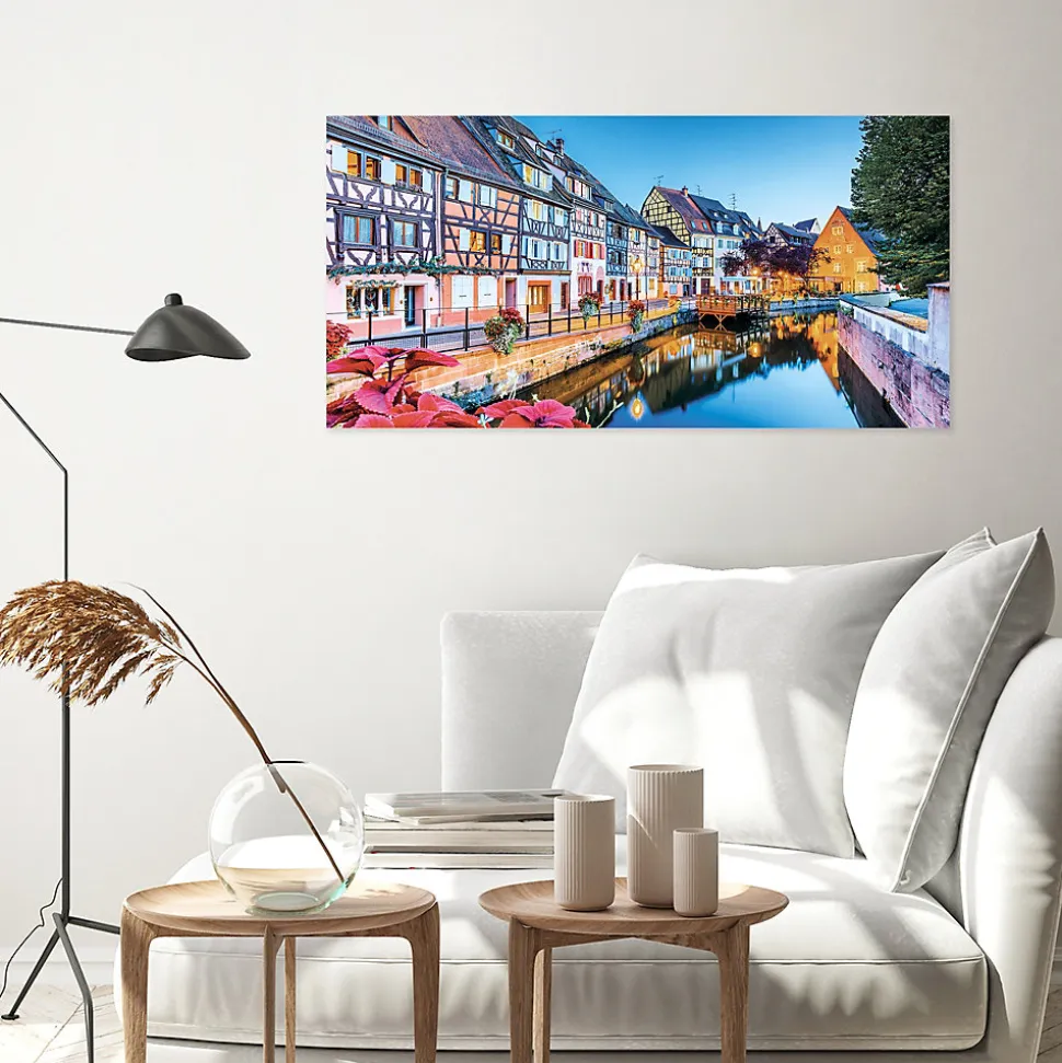 Toile imprimée Bank montée sur châssis bois en pin 50x100 cm