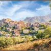 Toile imprimée Corsica montée sur châssis bois en pin 50x100 cm