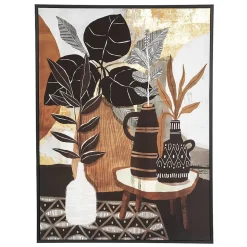 Toile imprimée encadrée Plante - bois - 58x78 cm - Atmosphera