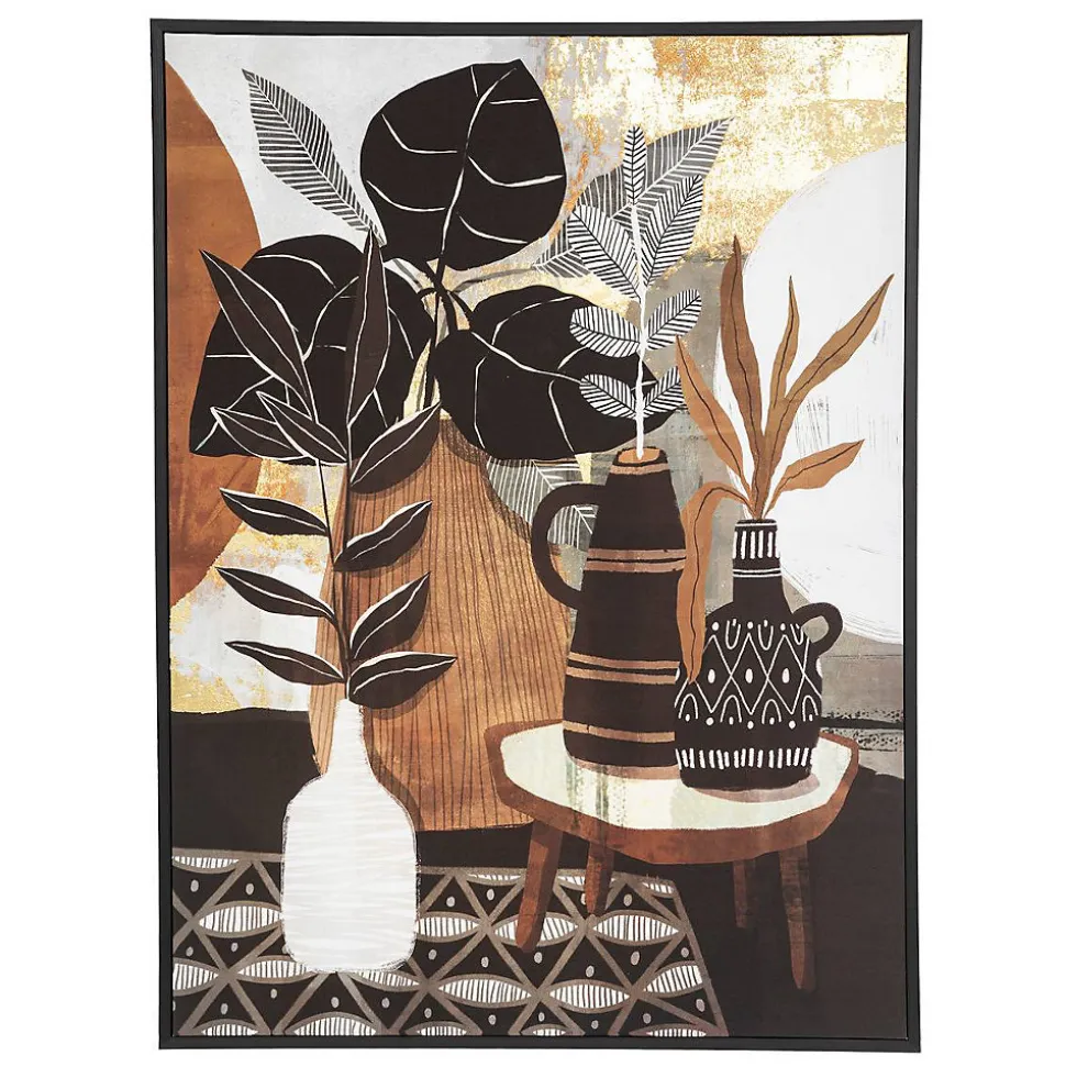 Toile imprimée encadrée Plante - bois - 58x78 cm - Atmosphera