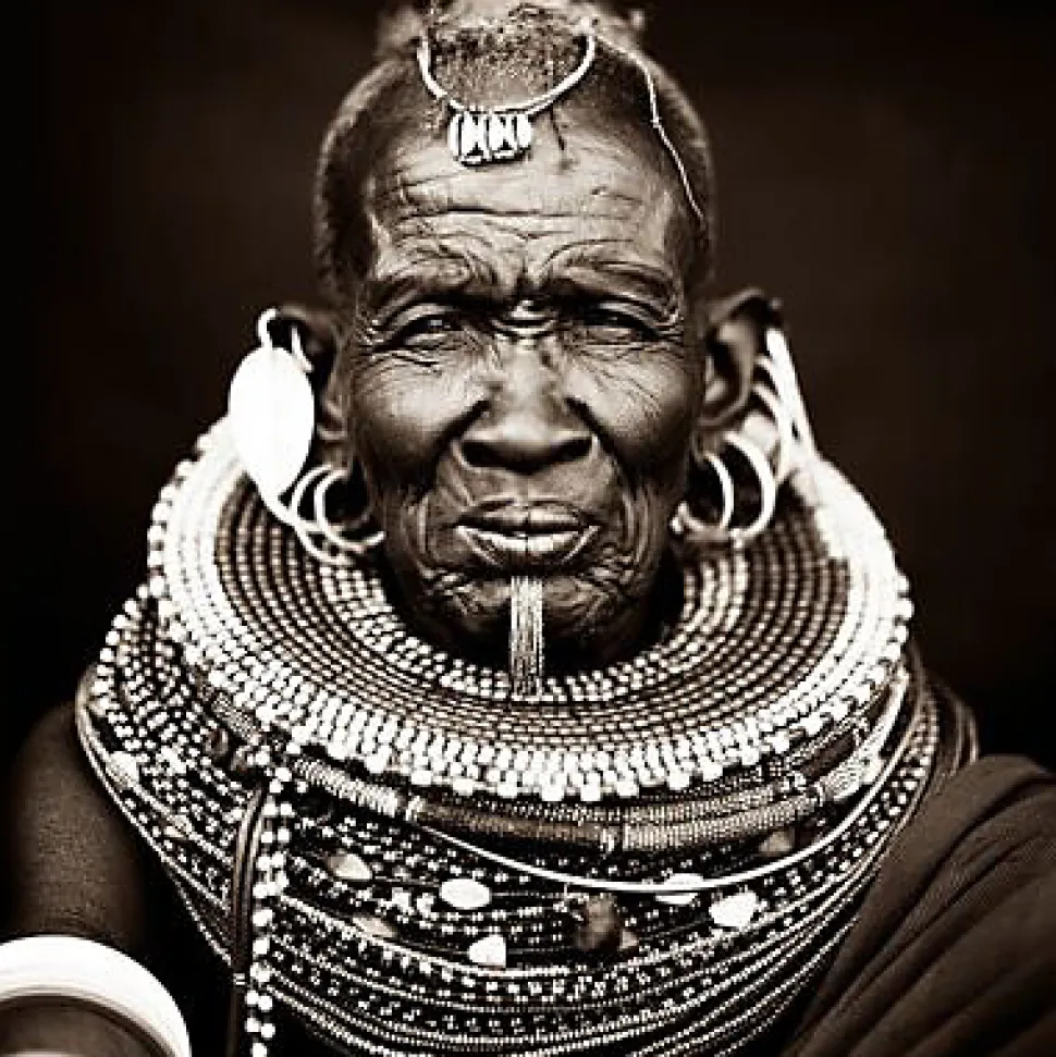 Toile imprimée Homme Tribu Africaine 75 x 75 cm