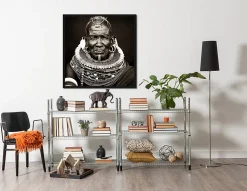 Toile imprimée Homme Tribu Africaine 75 x 75 cm
