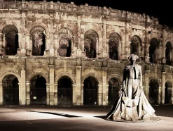 Toile imprimée les arènes de Nîmes de nuit Dada Art montée sur châssis bois en pin 60x80 cm