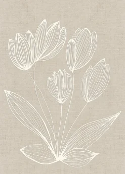 Toile imprimée tulipes tissé & relief Dada Art l.50 x H.70 cm beige