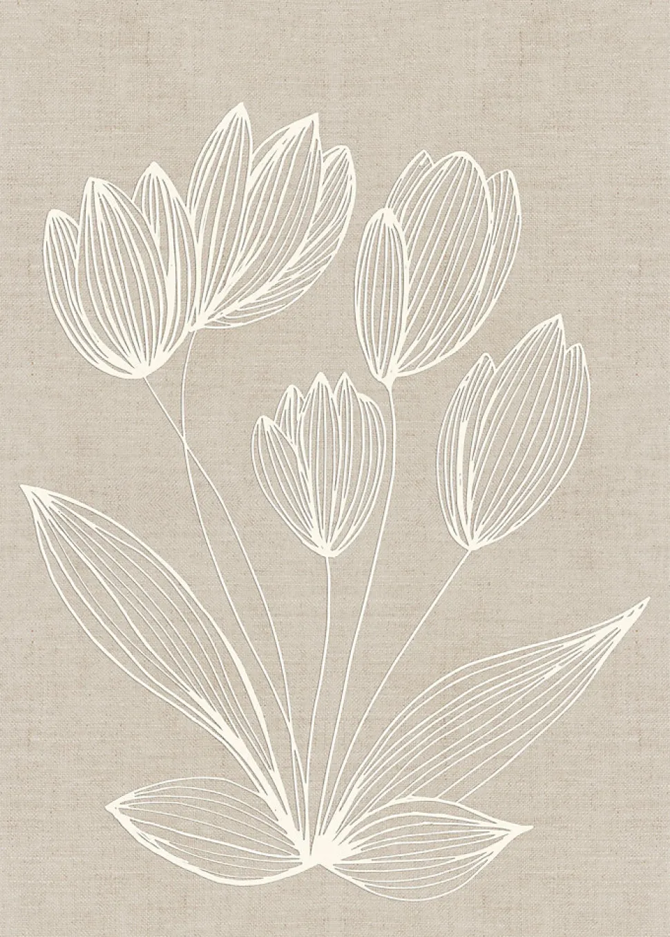 Toile imprimée tulipes tissé & relief Dada Art l.50 x H.70 cm beige