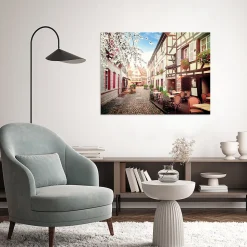 Toile imprimée ville en Alsace Dada Art montée sur châssis bois en pin 60x80 cm