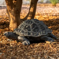 Tortue déco extérieur Francky H.21,5cm résine gris - Atmosphera