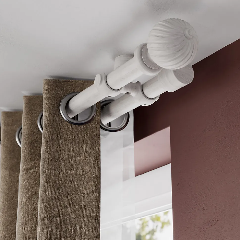 Tringle à rideau Chalki bois de frêne blanc Ø28 x L.150cm GoodHome