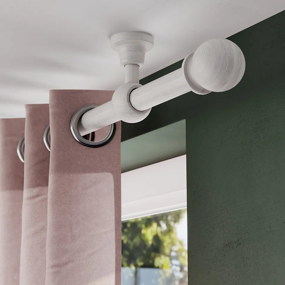 Tringle à rideau Chalki bois de frêne blanc Ø28 x L.150cm GoodHome