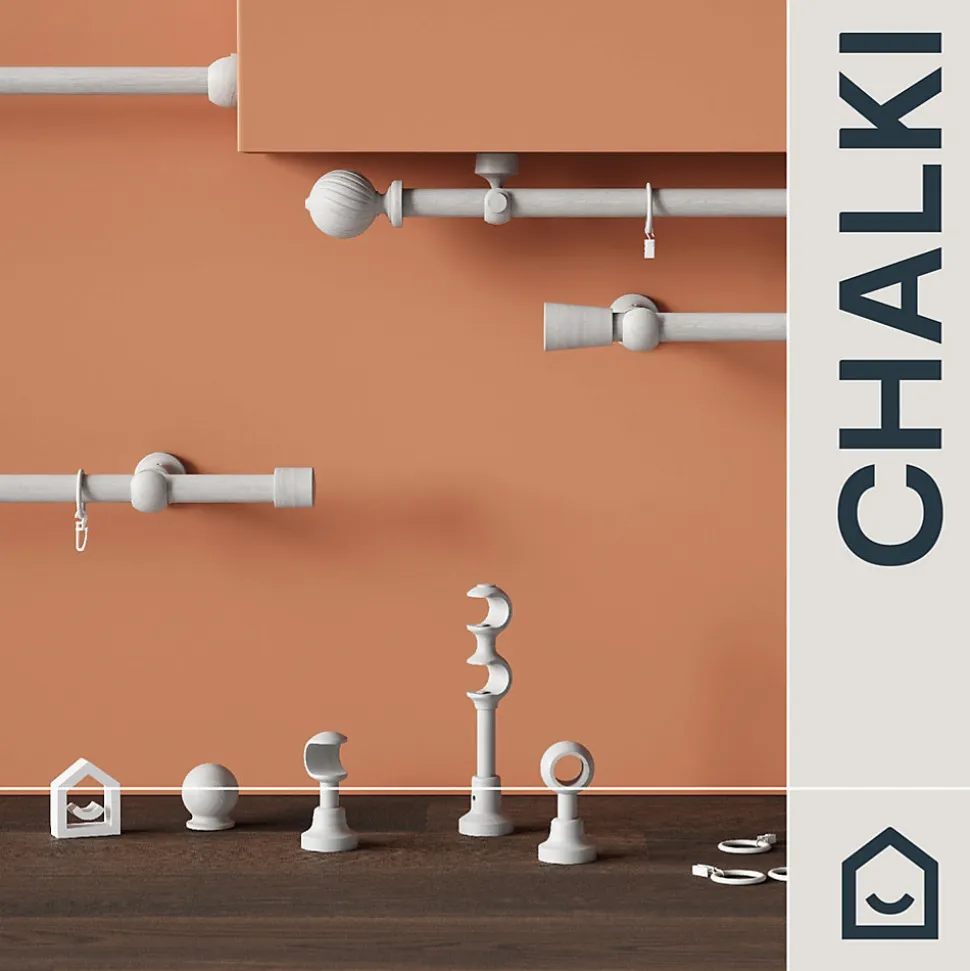 Tringle à rideau Chalki bois de frêne blanc Ø28 x L.150cm GoodHome