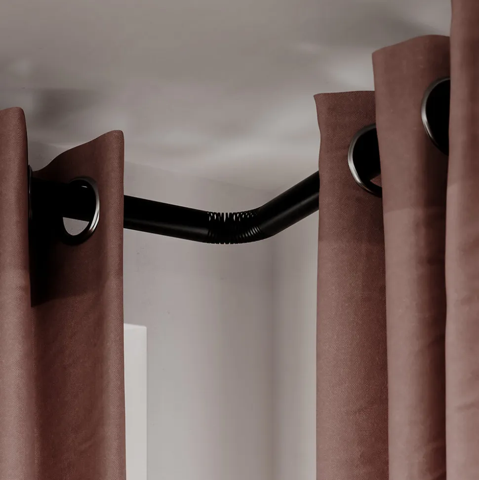 Tringle à rideau coudée Araxos métal noir Ø28mm GoodHome