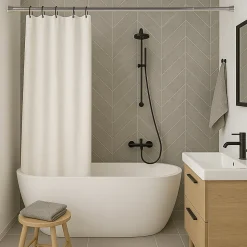 Tringle à rideau extensible à pression 28 mm Argentée (70-120 cm)
