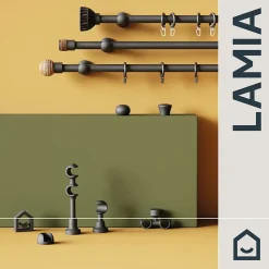 Tringle à rideau Lamia bois noir Ø28 x L.150cm GoodHome