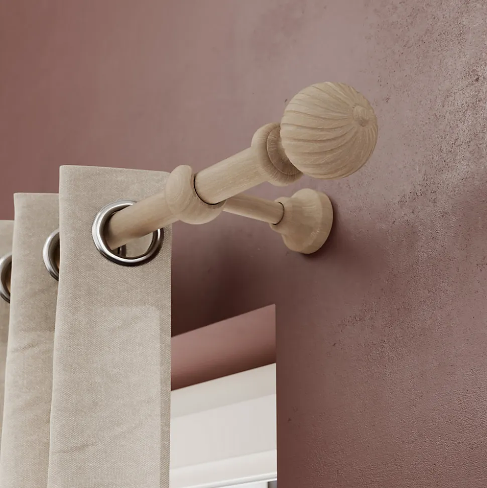 Tringle à rideau Symi bois effet chêne beige Ø28 x L.200 GoodHome