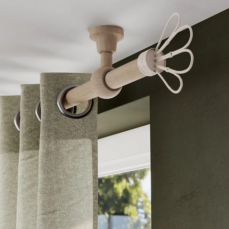 Tringle à rideau Symi bois effet chêne beige Ø28 x L.250cm GoodHome
