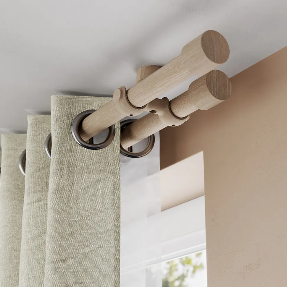 Tringle à rideau Symi bois effet chêne beige Ø28 x L.250cm GoodHome