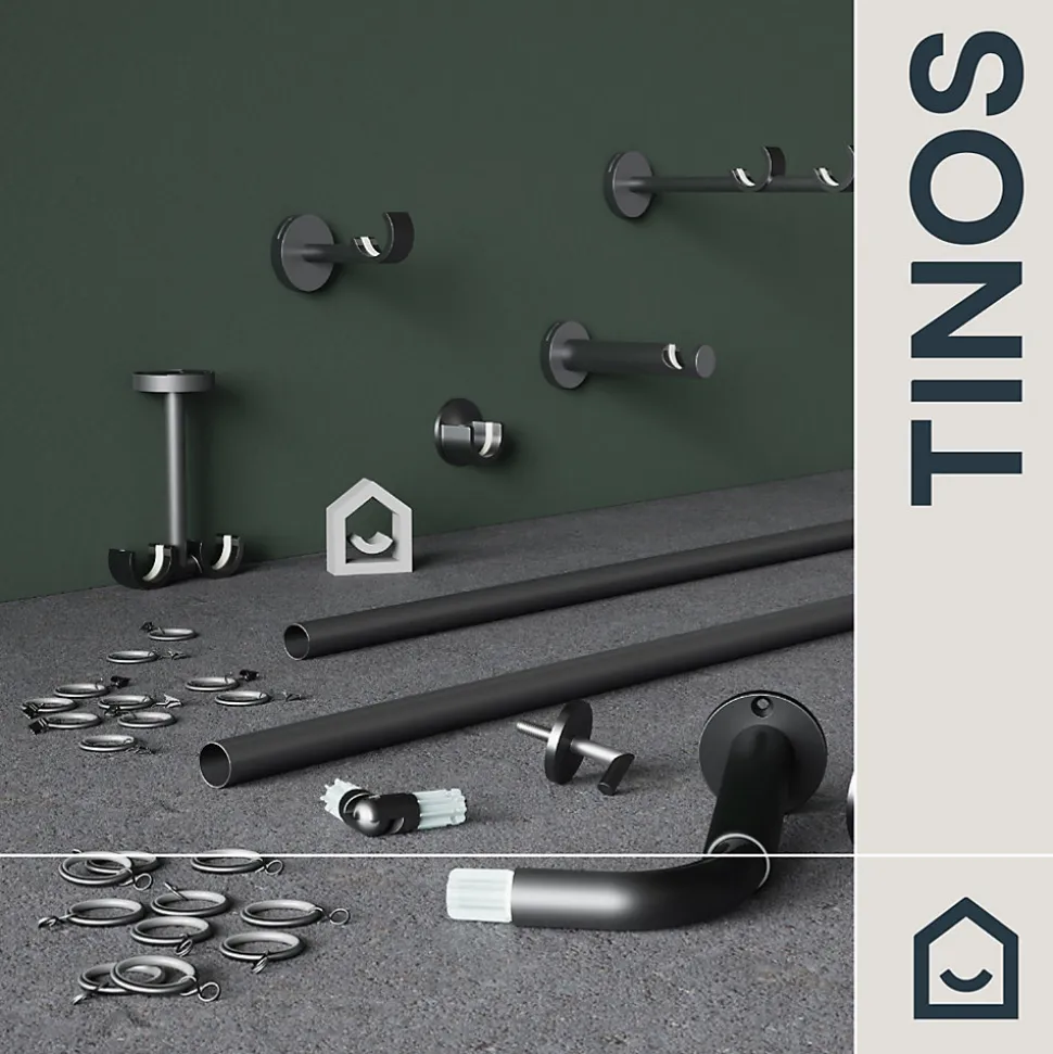 Tringle à rideau Tinos effet titane gris Ø19 x L.150cm GoodHome