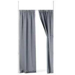 Tringle à rideaux extensible et séparateur de pièce en métal blamc