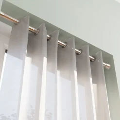 Tringle à rideaux extensible Athens GoodHome effet nickel gris satin L.90/120cm