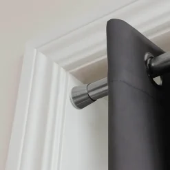 Tringle à rideaux extensible Athens GoodHome effet nickel gris satin L.90/120cm