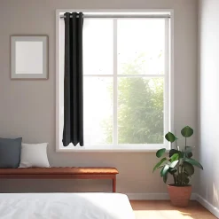 Tringle à rideaux extensible Athens GoodHome effet nickel gris satin L.200/330cm