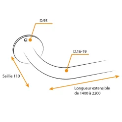 Tringle à  Rideaux, Incurvée, Noir, Longueur 1m40 à  2m20