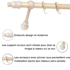 Tringle En Bois diam 28 Mm Pin Simple 300 Cm