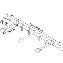 Tringle En Bois diam 28 Mm Pin Simple 300 Cm