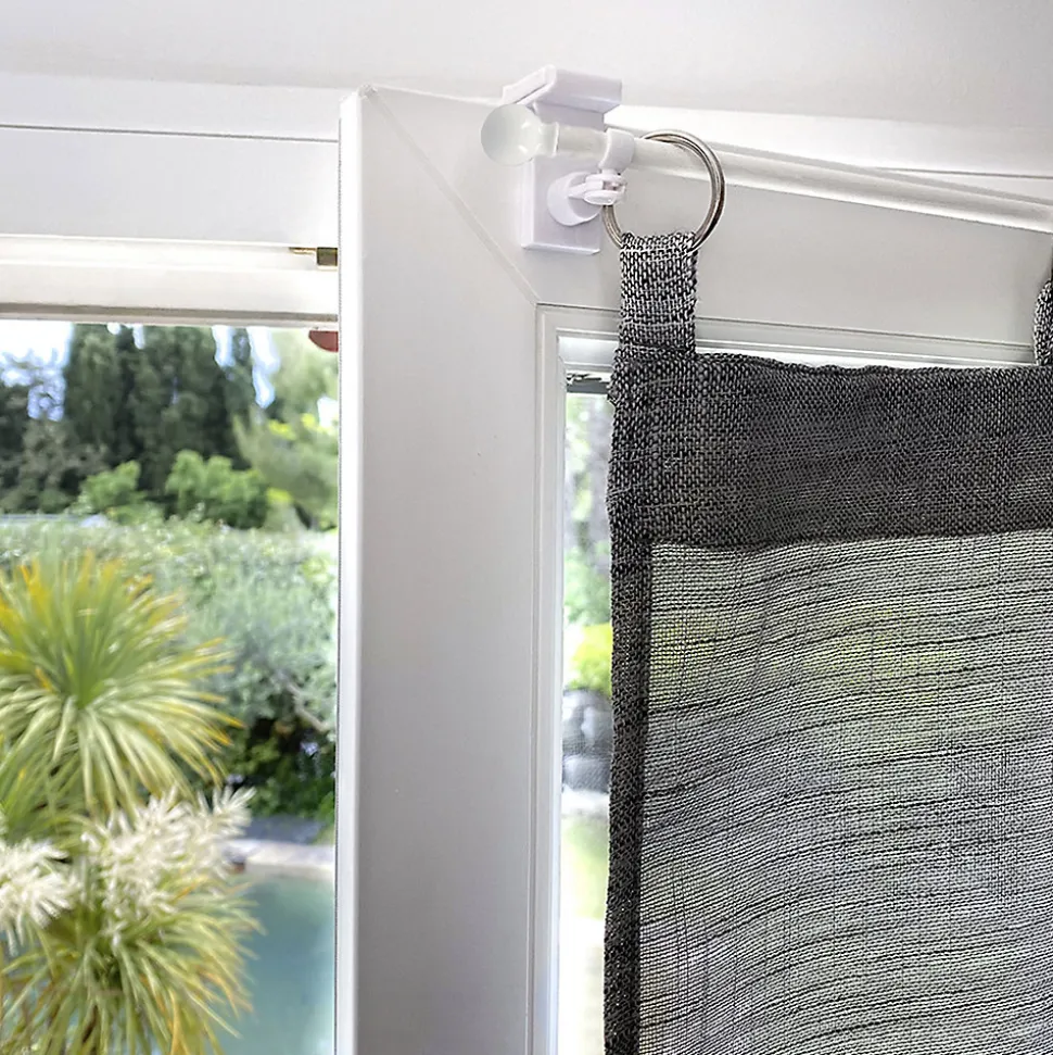 Tringle extensible à boules (40-65 cm - Blanc Brillant)