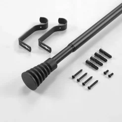 Tringle extensible en en kit avec embout évasé (120-210 cm - Noir)
