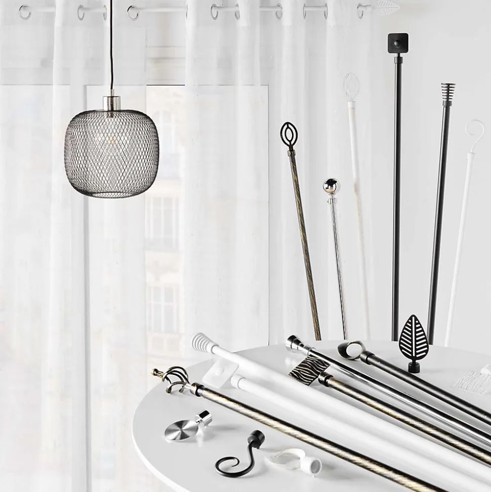 Tringle extensible en en kit avec embout évasé (120-210 cm - Noir)