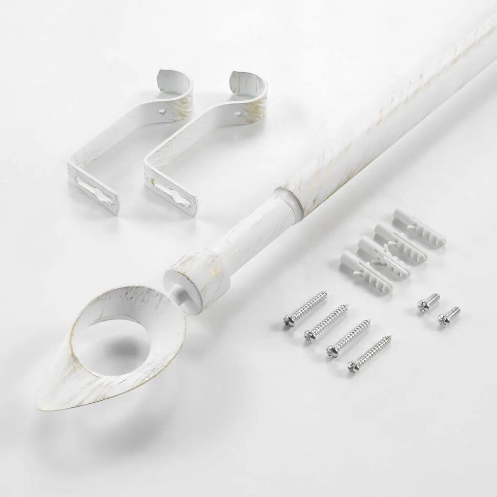 Tringle extensible en kit patiné or (120-210 cm - Blanc)