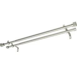 Tringle, Kit tringles et supports, Double, Boule texturé nickel givré, Extensible 1m20 à 2m10