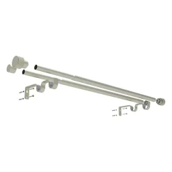 Tringle, Kit tringles et supports, Double, Boule texturé nickel givré, Extensible 1m20 à 2m10