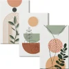 Trio de Tableaux Décoratifs Wallfluent 40x60 cm Formes Végétales Abstraites Bords Imprimés Finition Parfaite Prêt à Poser
