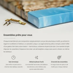 Trio de Tableaux Décoratifs Wallfluent 40x60 cm Formes Végétales Abstraites Bords Imprimés Finition Parfaite Prêt à Poser